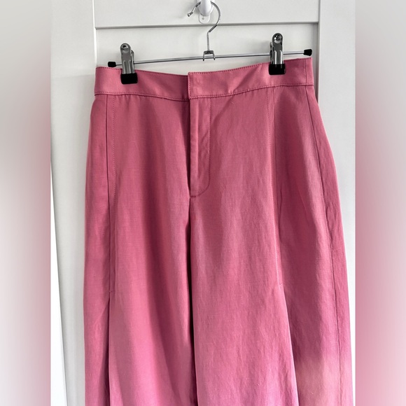 CLUB MONACO Wide leg trousers Dusty Rose Split Leg Linen Blend Size 00 - Picture 3 of 9